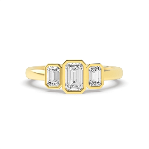 Emerald Yellow Gold Skyline Trilogy Engagement Rings