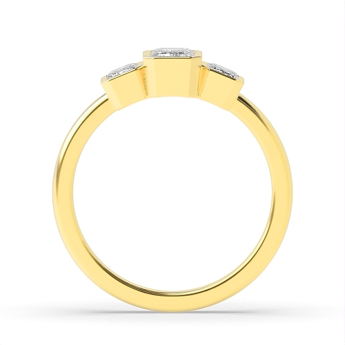 Emerald Yellow Gold Skyline Trilogy Engagement Rings