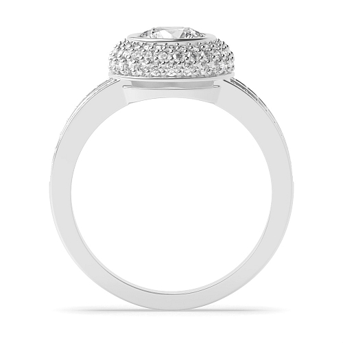 Bezel Setting Round Modern Splt Shank Halo Engagement Rings