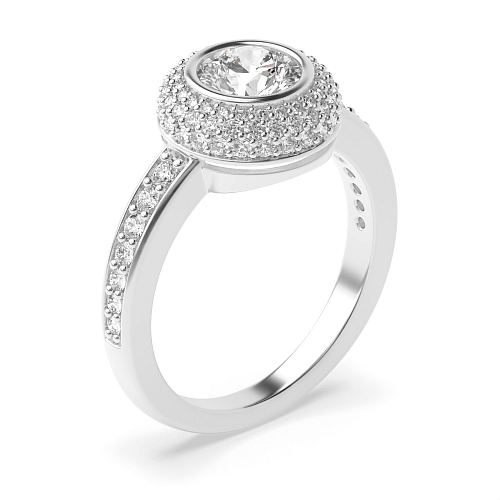 Bezel Setting Round Glitz & Glamour Halo Engagement Rings