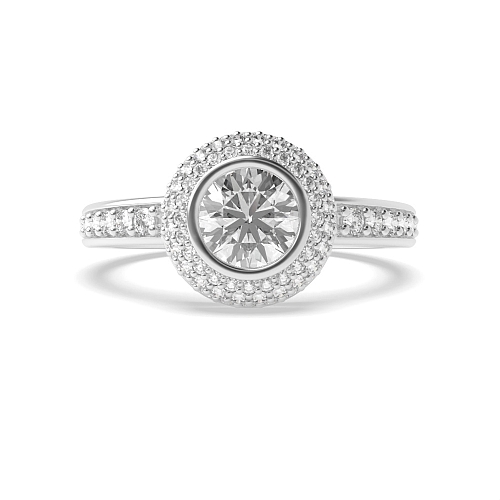 Bezel Setting Round Glitz & Glamour Halo Engagement Rings