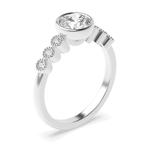 Bezel Setting Round Vintage with Milgrain Side Stone Engagement Rings