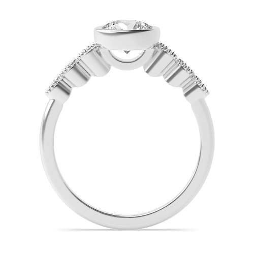 Bezel Setting Round Vintage with Milgrain Side Stone Engagement Rings