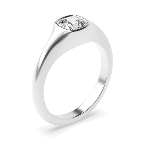 Bezel Setting Cushion Solid promise Engagement Rings