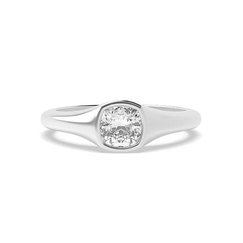 Bezel Setting Cushion Solid promise Engagement Rings