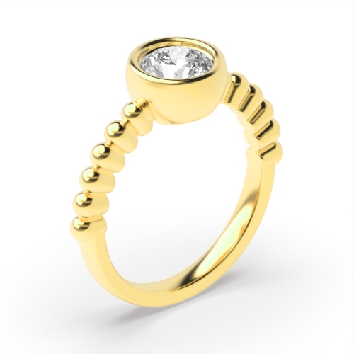 Bezel Setting Unique Diamond Solitaire Engagement Ring